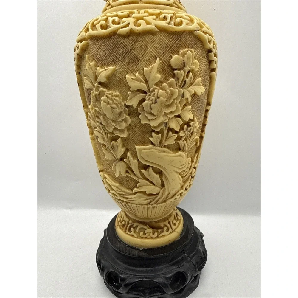 Antique Signed Chinese Carved Soapstone Vase Detailed Engraving Natural Stone11